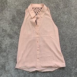 Button Down Criss Cross Back Blouse w/ Collar